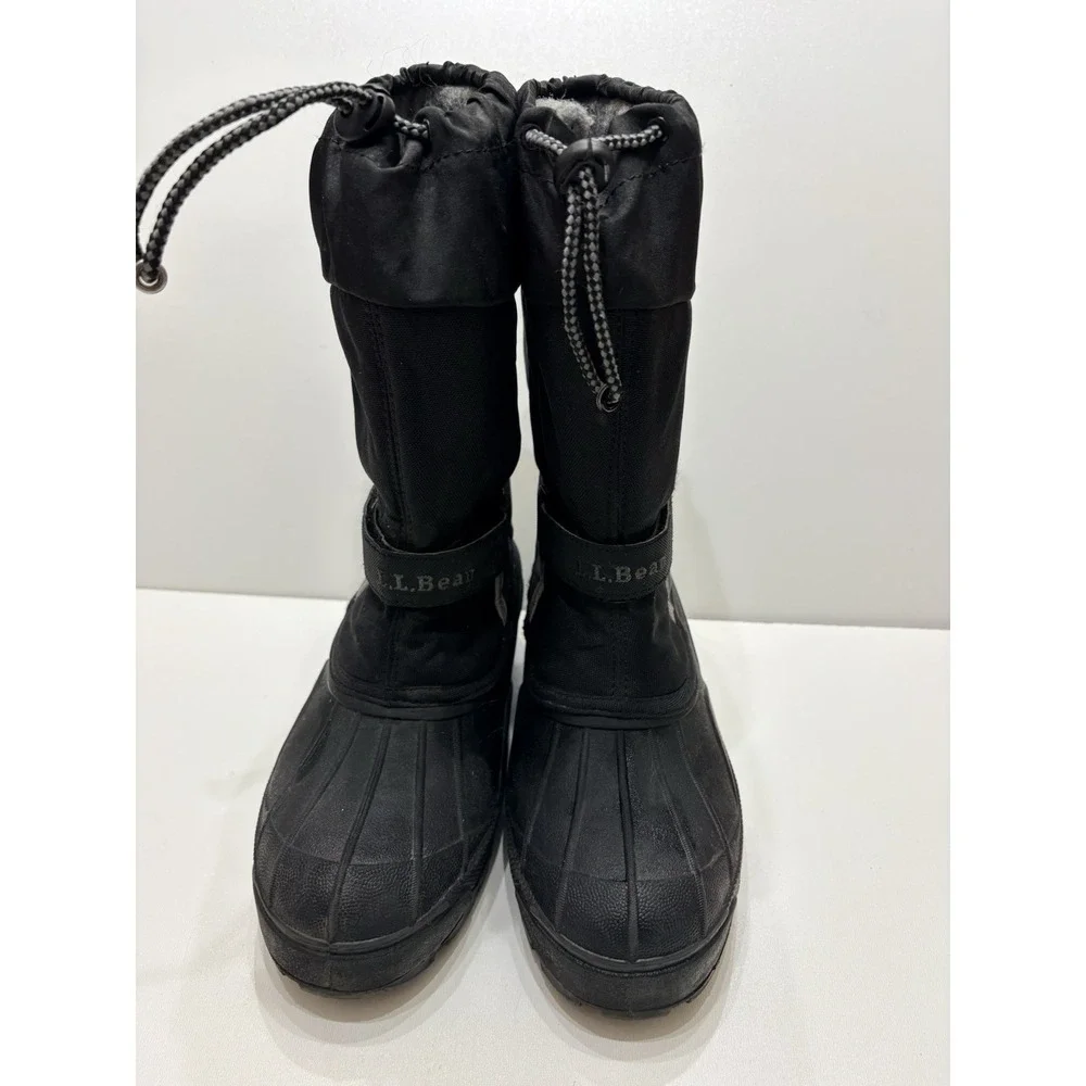 LL Bean Winter Snow Boots Kids Size 5 Northwoods  Black Gray Felt‎ Lined Unisex